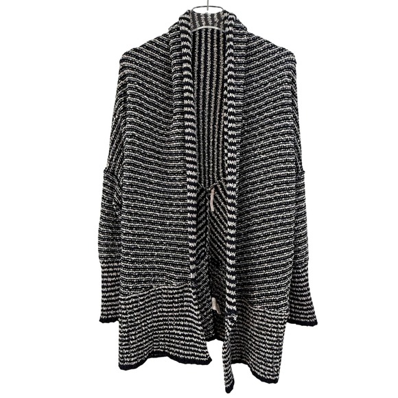 Free People AMOUDI COCOON Cardigan Striped Sweater Women Medium BOHO TEXTURED - Picture 1 of 9